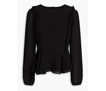 Ruffle-trimmed crepe blouse - Black
