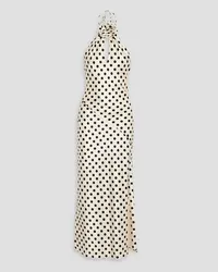 NICHOLAS Cutout polka-dot satin-crepe halterneck midi dress - White White