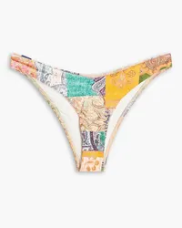 Zimmermann Patchwork-effect paisley-print mid-rise bikini briefs - Yellow Yellow