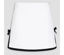Bow-embellished two-tone satin-crepe mini skirt - White