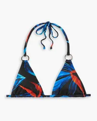 Louisa Ballou Embellished printed triangle bikini top - Blue Blue