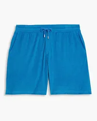 Frescobol Carioca Augusto cotton, Lyocell and linen-blend terry drawstring shorts - Blue Blue