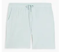 Augusto cotton, Lyocell and linen-blend terry drawstring shorts - Blue