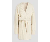 Pearl ribbed cashmere cardigan - White