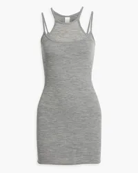 Dion Lee Layered ribbed wool and silk-blend jersey mini dress - Gray Gray