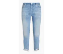 Cropped distressed mid-rise skinny jeans - Blue