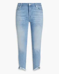 7 for all mankind Cropped distressed mid-rise skinny jeans - Blue Blue