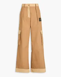 Moschino Pleated cotton-blend gabardine cargo pants - Brown Brown