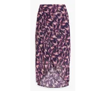 Taio wrap-effect metallic fil coupé crepon skirt - Purple