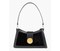 Baguette leather and shearling shoulder bag - Black