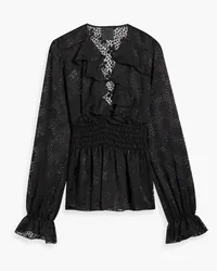 Anna Sui Ruffled fil coupé chiffon blouse - Black Black