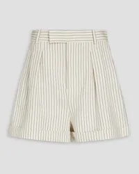 Frame Denim Pinstriped cotton and linen-blend twill shorts - White White