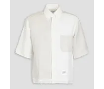 Two-tone linen shirt - White