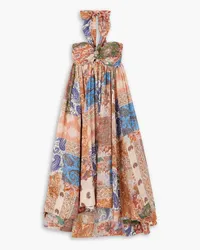 Zimmermann Devi pleated paisley-print silk halterneck midi dress - Multicolor Multicolor