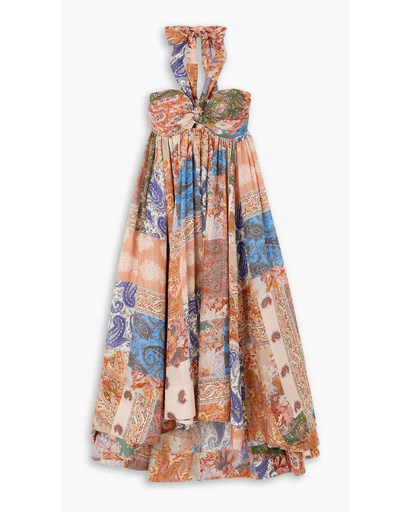 Zimmermann Devi pleated paisley-print silk halterneck midi dress - Multicolor Multicolor