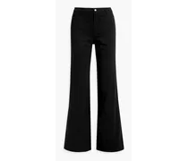 Makena cotton-blend twill wide-leg pants - Black