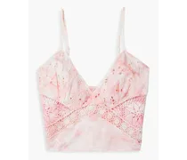 Mizu cropped tie-dyed broderie anglaise cotton top - Pink