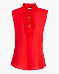 Moschino Ruffled silk top - Red Red