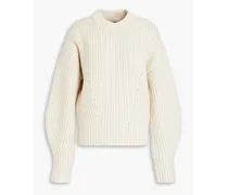 Striped merino wool-blend sweater - Neutral