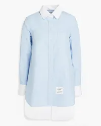 Thom Browne Open-back two-tone cotton-poplin shirt - Blue Blue