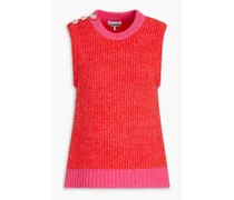 Two-tone ribbed-knit vest - Red