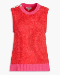 Ganni Two-tone ribbed-knit vest - Red Red