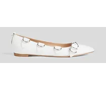 Clash 05 buckled leather point-toe flats - White
