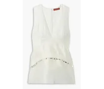 Larysa embellished linen-blend peplum blouse - White