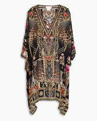 Camilla Embellished printed silk crepe de chine kaftan - Black Black