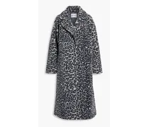 Leopard-print faux shearling coat - Blue