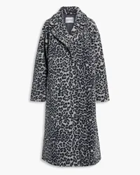 STAND Leopard-print faux shearling coat - Blue Blue