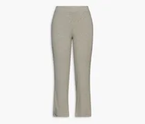 Ribbed stretch-modal straight-leg pants - Gray