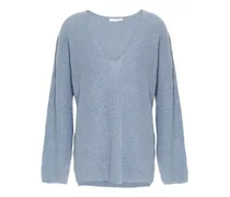 Ribbed cotton-blend sweater - Blue