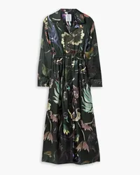 Rosie Assoulin Floral-print silk-twill midi dress - Black Black