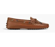 TOD'S Bow-detailed leather loafers - Brown Brown