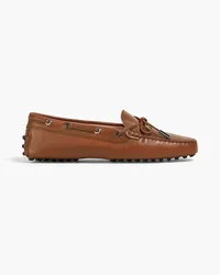 TOD'S Bow-detailed leather loafers - Brown Brown