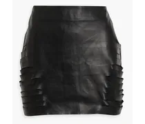 Sliced leather mini skirt - Black
