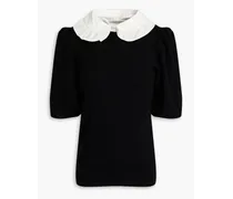 Swim poplin-trimmed wool, cotton and cashmere-blend sweater - Black