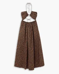 Matteau Cutout floral-print cotton-poplin maxi dress - Brown Brown