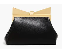 Lady Me pebbled-leather clutch - Black