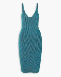 Isa Boulder Body Curl ribbed stretch-knit midi dress - Blue Blue