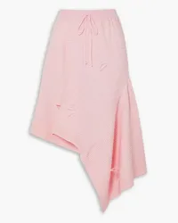 Marques ' Almeida Asymmetric feather-embellished ribbed-knit midi skirt - Pink Pink