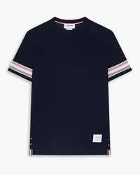 Thom Browne Stripe-trimmed cotton T-shirt - Blue Blue