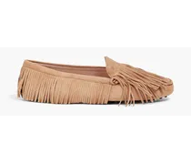 Fringed suede loafers - Neutral