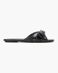 Stuart Weitzman Sofia bow-detailed leather slides - Black Black