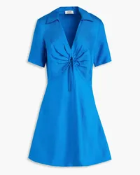 Sandro Bow-detailed ruched twill mini dress - Blue Blue