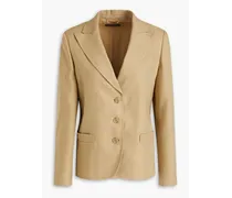 Linen-blend twill blazer - Neutral