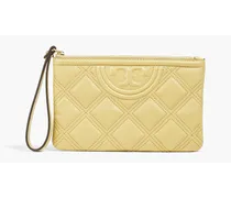 Quilted leather envelope clutch - Yellow