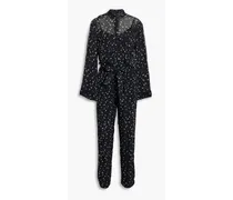 Ina floral-print chiffon jumpsuit - Black