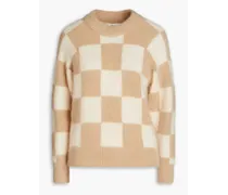 Damier checked mohair-blend sweater - Neutral